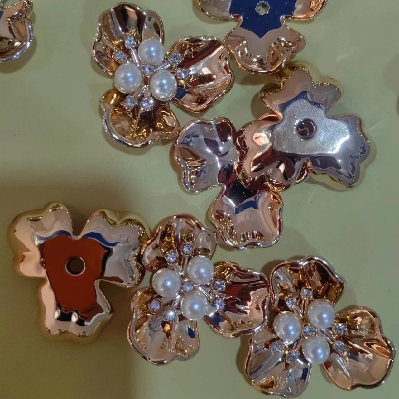 Свадебные аксессуары, золотая брошка в форме трехлистника, DIY материалы для ювелирных изделий