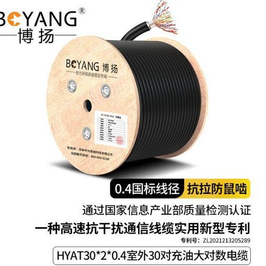 Boyang наружный 30 пар масляный большой логарифмический кабель 100 м