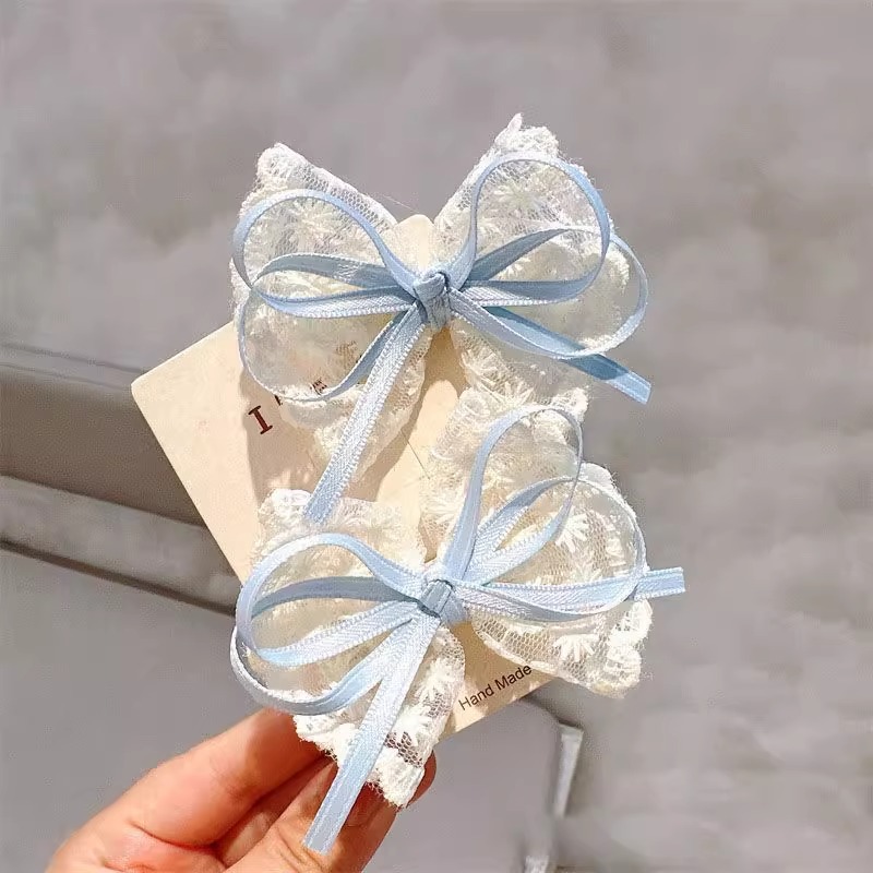 Korean-style Lace Bow Children's Headwear Little Girl's Elegant Lace Hairpin Heavy Handmade High-grade Headwear Hairpin