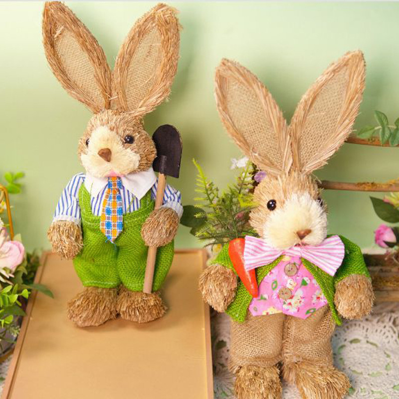 Handmade Straw Rabbit DIY Material Package Small Ornaments Creative Cute Home Gifts Handmade Straw Rabbit