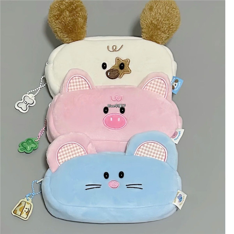 Плюшевая пенал в виде маленькой розовой свинки, большая емкость, сумка для канцелярских принадлежностей, креативная вышивка, милая нишевая сумка для студентов