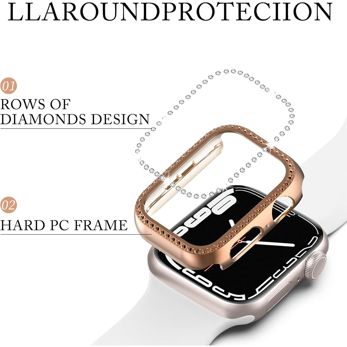 For Apple S10 single drill case Apple watch diamond hollow protective cover 42/46MM with drill frame