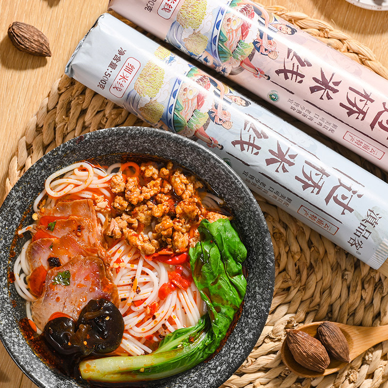 Yunnan Specialty Rice Noodles Authentic Pure Dry Rice Noodles Thick and Thin Bags Jianshui Mengzi Crossing Bridge Rice Noodles Dry Rice Noodles Wholesale