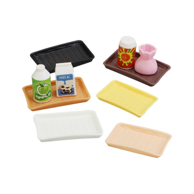 Doll house simulation mini rattan plate pastry plate dessert plate accessories mini food play tableware play house small toys