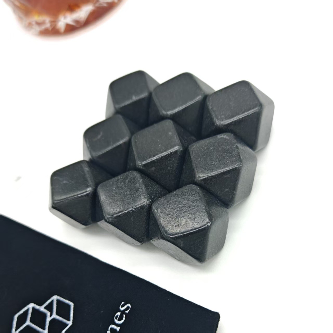 Ice wine stone octahedral whisky stones ice stone whiskey stone black bright shaped