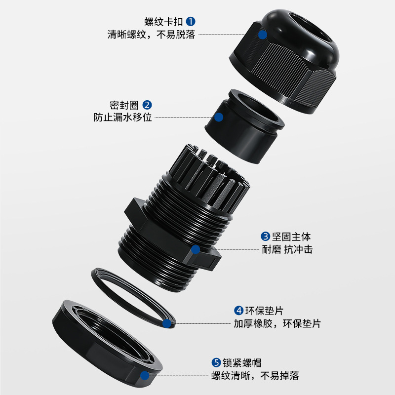 Nylon Cable m Series Plastic Waterproof Connector Pg Sealed Gland Fixed Cable Waterproof Cable Connector