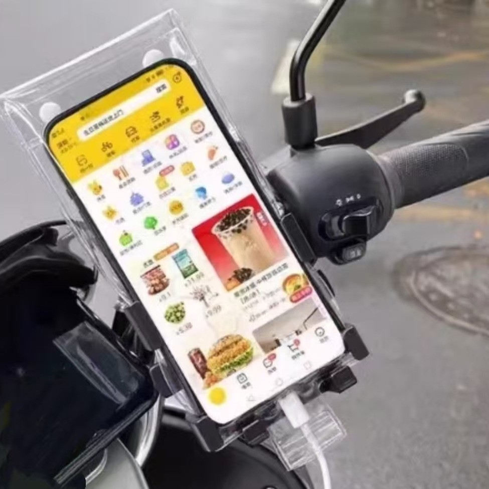 Mobile phone holder waterproof bag touch screen takeout riding special navigation protective cover rechargeable rainproof