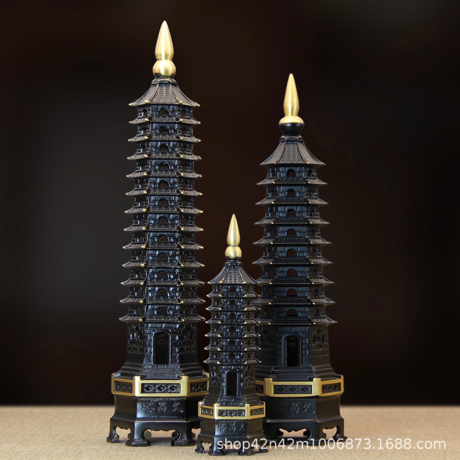 All Brass Nine-layer Thirteen-layer Wenchang Tower Ornaments Nine-layer Thirteen-layer Children's Desk Study Living Room Crafts Decoration