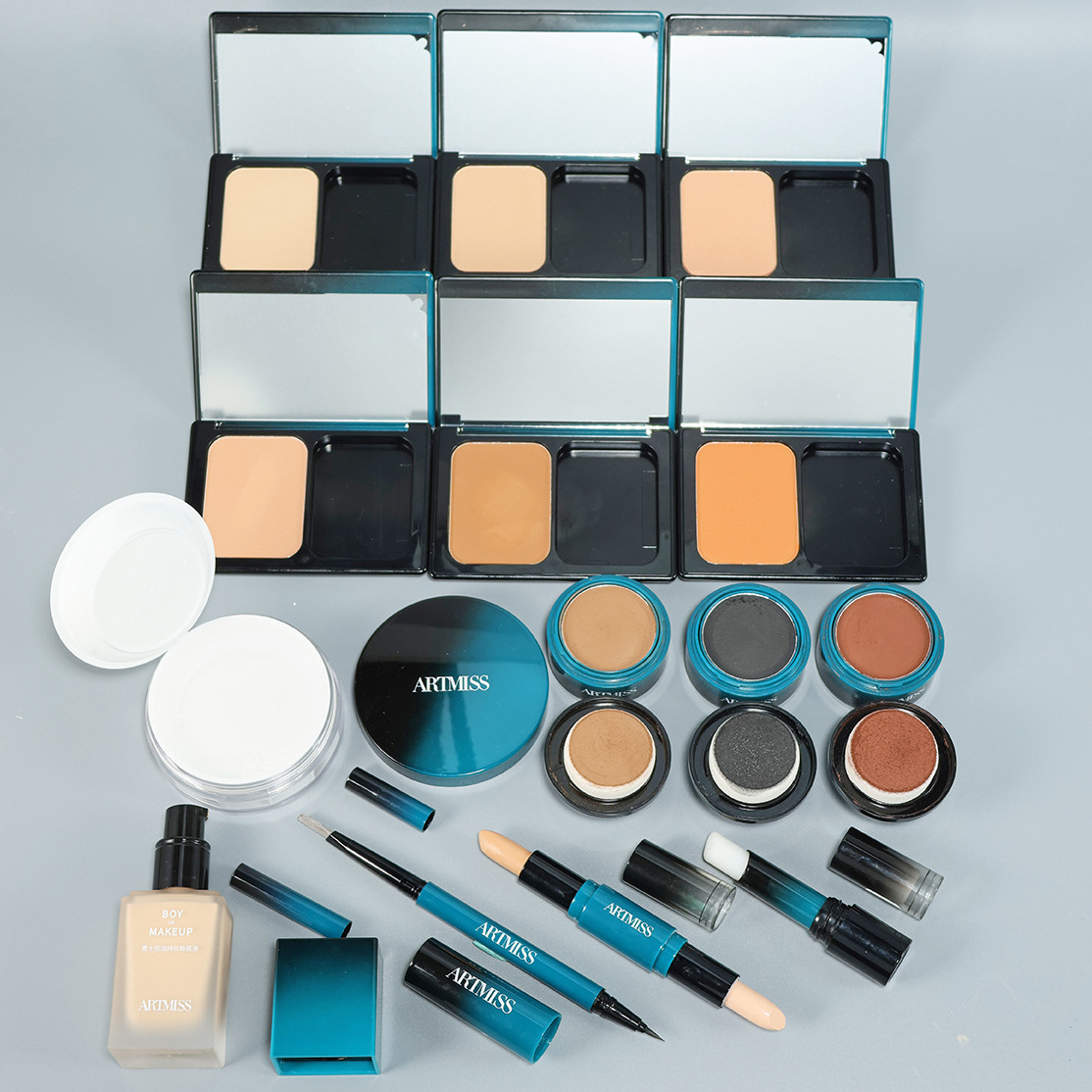 Косметический набор Oem для мужчин, индивидуальная обработка, контроль масла, освежающий, жидкий тональный крем, консилер, рассыпчатая пудра