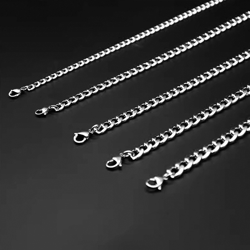 Nk Chain Cross-Border Titanium Steel Non-Fading Cuban Chain Men's Necklace Men's Classic Stainless Steel Accessories European and American Men