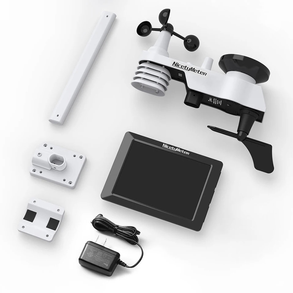 Ultra-Clear Large-Screen Wifi Weather Station | 7-in-1 Outdoor Sensor for Real-Time Monitoring of Wind, Rain/Uv + Hazard Warning