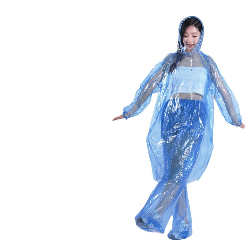 Disposable Raincoat and Rain Pants Split Set Thickeneded Long Full-Body Rainproof Poncho for Adults and Kidsren Large Size Cycling