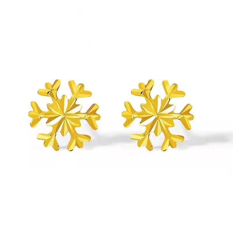 18K Gold Stud Earrings Au750 Heart Snowflake Star Stud Earrings Pearl Full-Body Popular Earrings Wholesale
