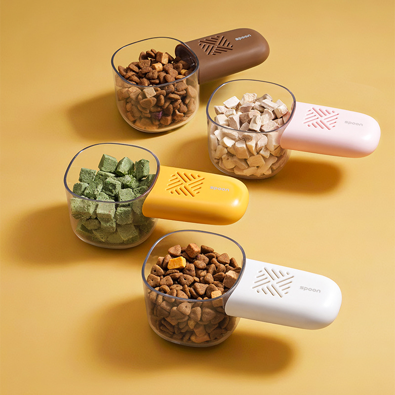 Pet Food Spoon Multifunctional Cat Food and Dog Food Feeder with Scale Quantitative Feeding Spoon Cat Moisture-Proof Spoon Food Feeder
