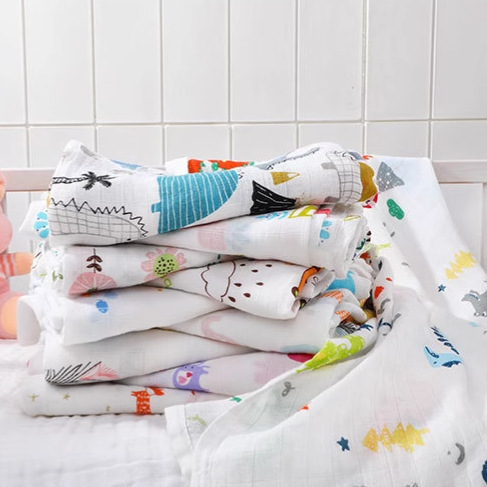 Newborn quilt foreign trade wholesale cartoon printed gauze bamboo cotton wrap towel infant gauze bag single air conditioning quilt