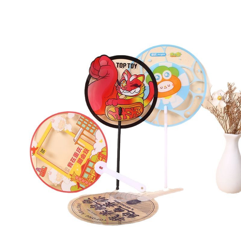 Advertising fan custom plastic cartoon handle rivet fan hospital education enrollment advertising fan custom pp fan
