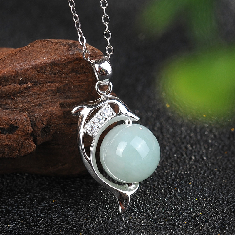 Factory Wholesale s925 Silver Jade Dolphin Beads Myanmar A Jade Silver Pendant/Pendant/Pendant