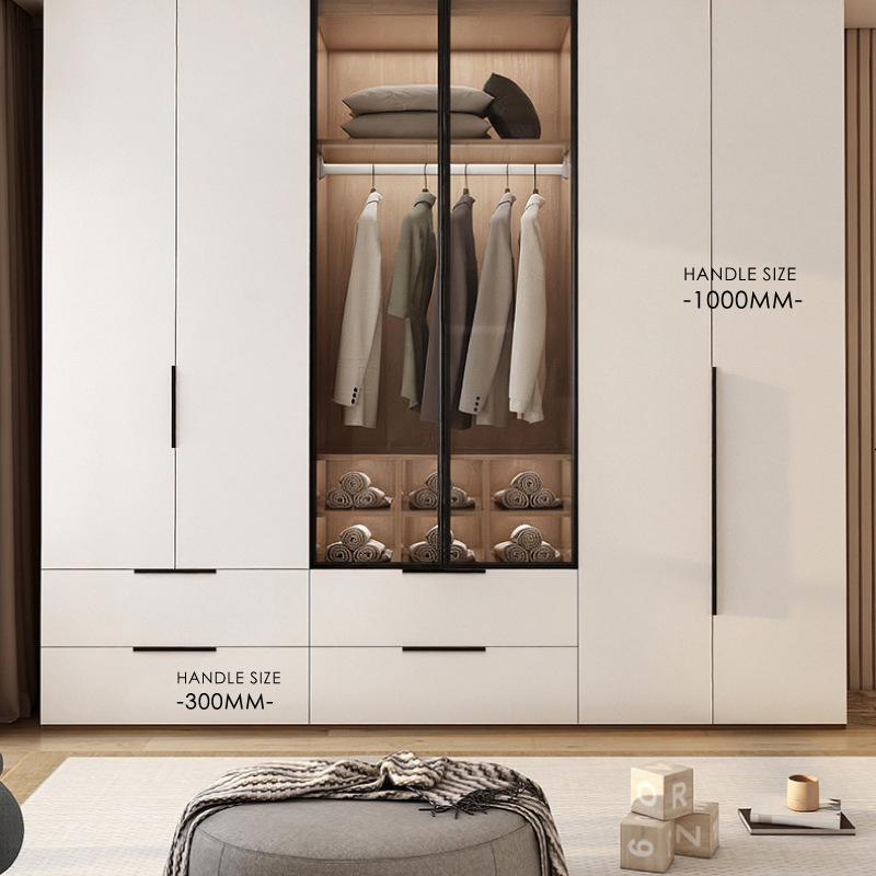 Black Gold Cabinet Door Edge Longer Handle Modern Simple Invisible Punch-free Drawer Cabinet Wardrobe Handle