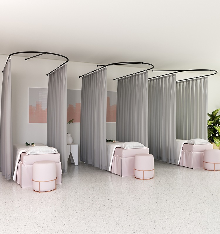 Beauty Salon Health Hall Curtain Iron U-shaped Partition Curtain Physiotherapy Bed Shelter Beauty Bed Curtain Support Rod Shelf