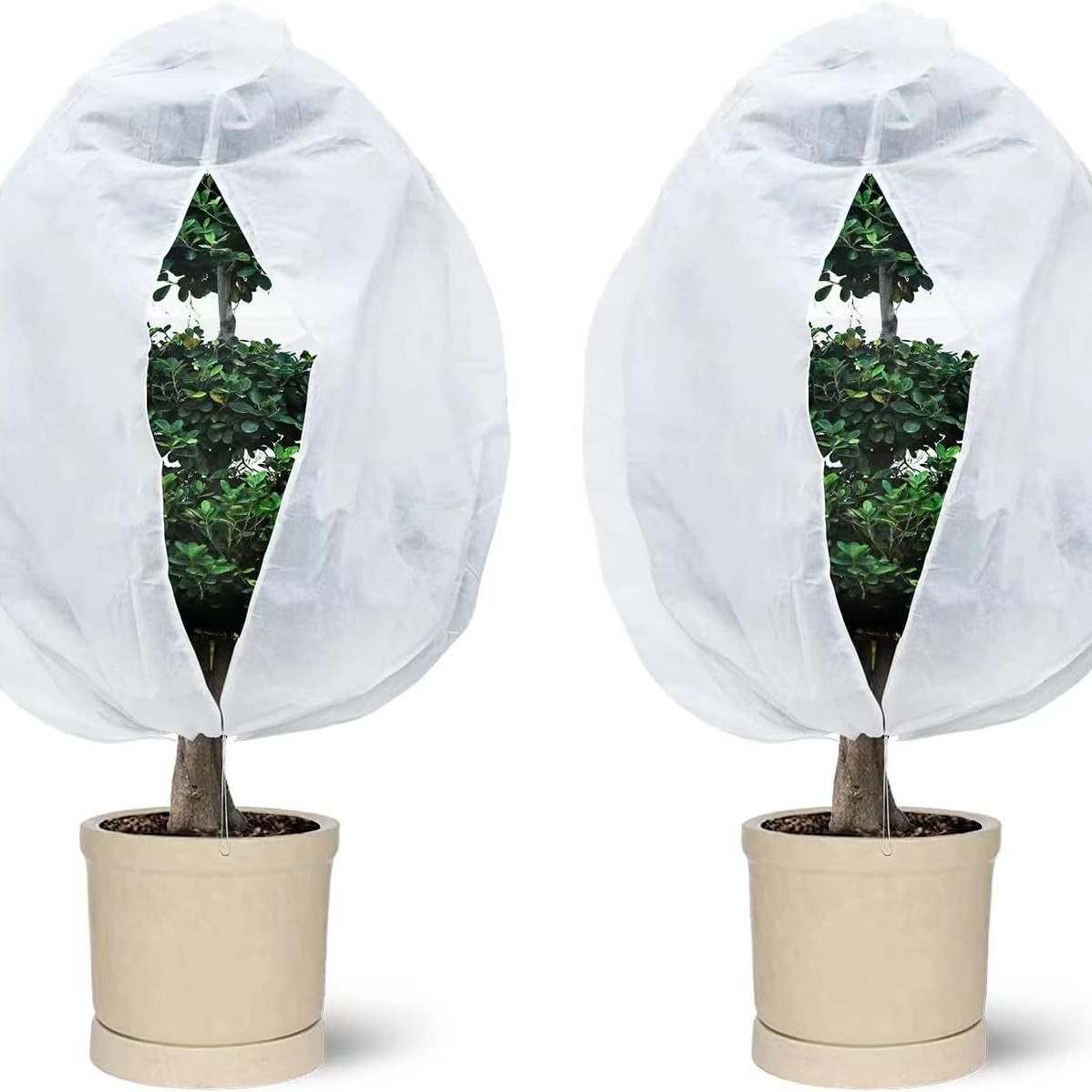 Защитный чехол для растений морозостойкий нетканый с завязками и молнией для зимовки растений антифриз