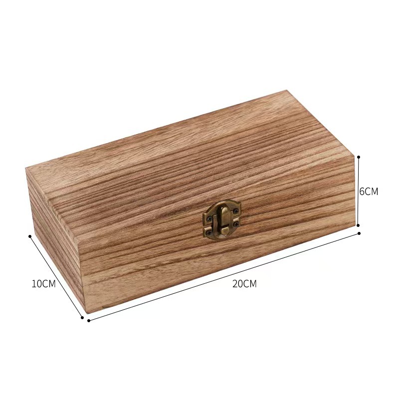 Ready-Made Paulownia Rectangular Wooden Box Gift Packaging Box Vintage Wooden Box Wooden Storage Box Flip-Top Wooden Box