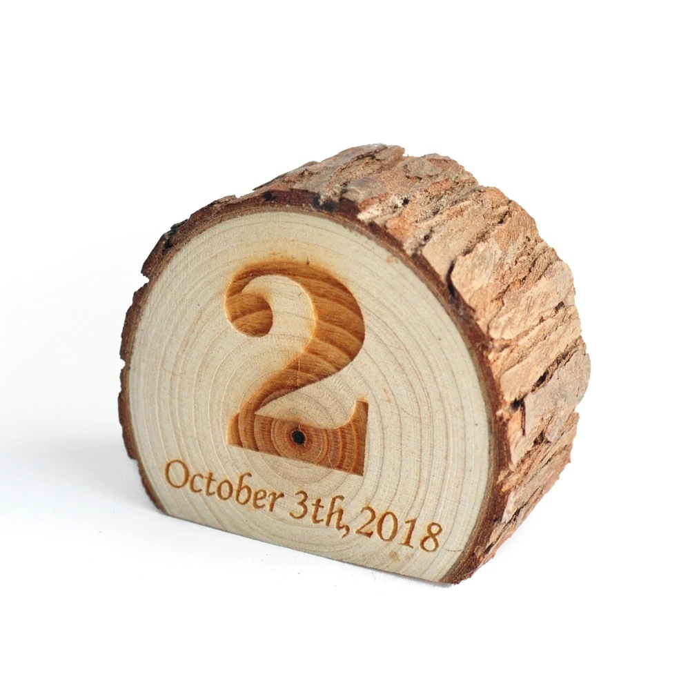Personalized Creative Wooden Seat Number Plate Log Tree Stump Carving Anniversary Decoration Customized Wedding Birthday Gift