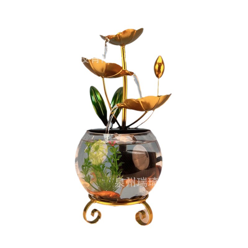 Auspicious Desktop Circulating Water Fountain for Attracting Wealth in the Office or Living Room, Home Decoration, Iron Art Dripping Water, Light Luxury and Simplicity