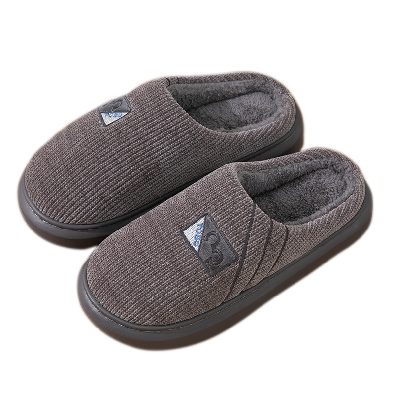 Cross-border New Men's Cotton Slippers Autumn and Winter Warm Thick Bottom Non-slip Home Indoor Quiet Household Cotton Slippers for Guests
