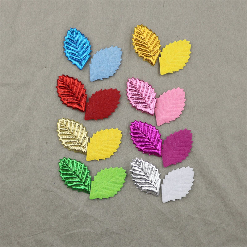 2.8cm Hot Stamping Cloth Leaves Jewelry Accessories DIY Holiday Home Handmade Decorative Material Doll Accessories Accessories