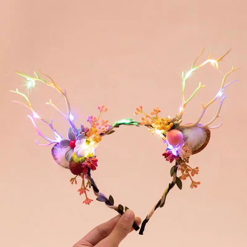 Рождественский ободок с рогами для детей и взрослых, праздничные аксессуары для волос