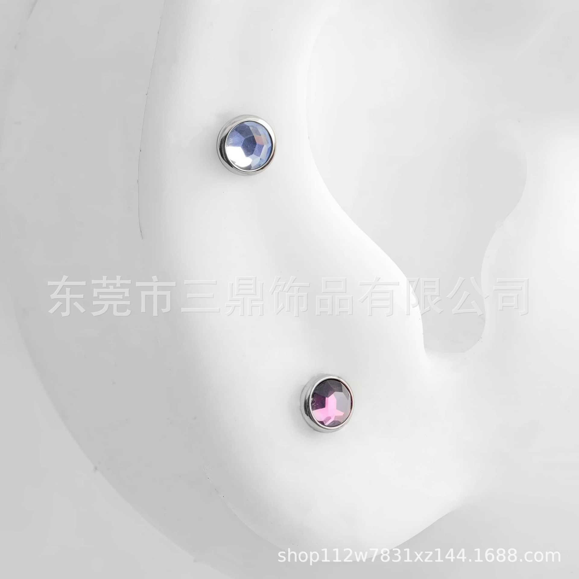 F136 Titanium Edged Czech Crystal Bone Stud Tongue Stud Ear Stud Nose Stud G23 Titanium Alloy Piercing Jewelry Lip Stud Accessories