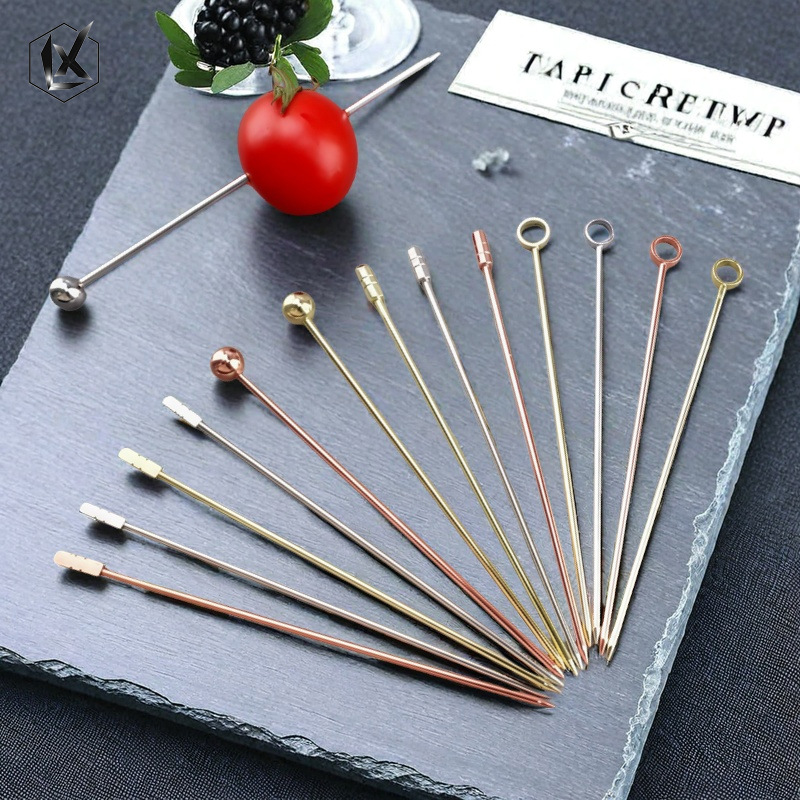 Игла для фруктов из нержавеющей стали 304, коктейльная шпажка, декоративная игла, фруктовая вилка из нержавеющей стали
