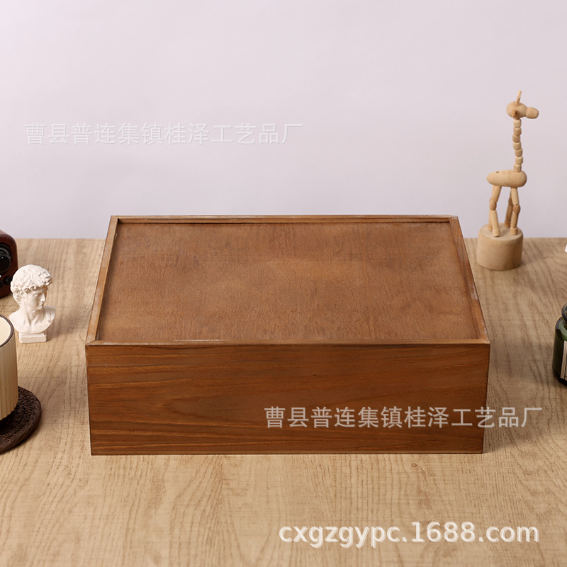 Vintage Pull-out Lid Wooden Packaging Wooden Box Accompanying Gift Business Party Candy Box with Lid New Chinese Dried Fruit Box