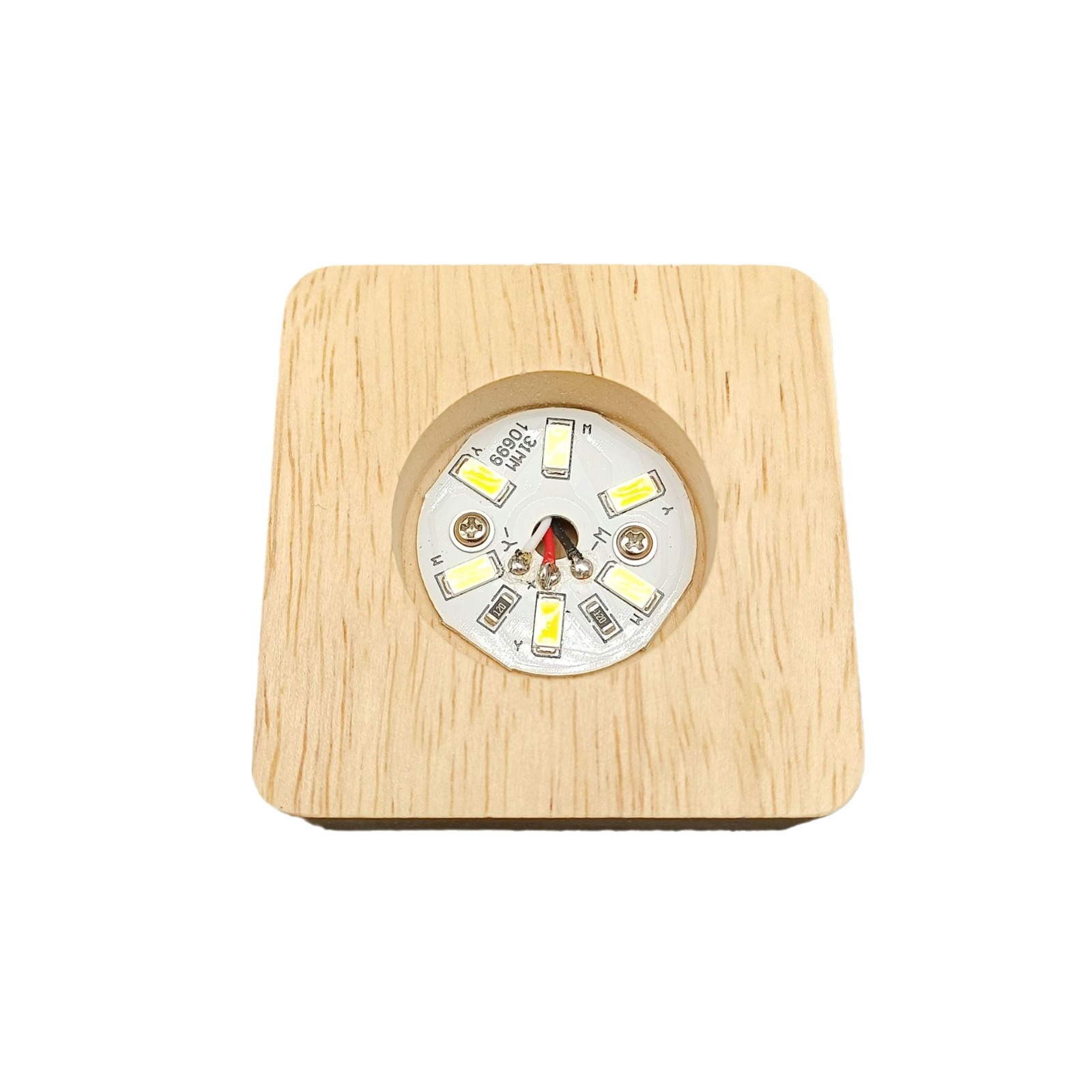 Led Wooden Base DIY Creative Crafts Ornaments Acrylic Night Light Round Square Luminous Wooden Lamp