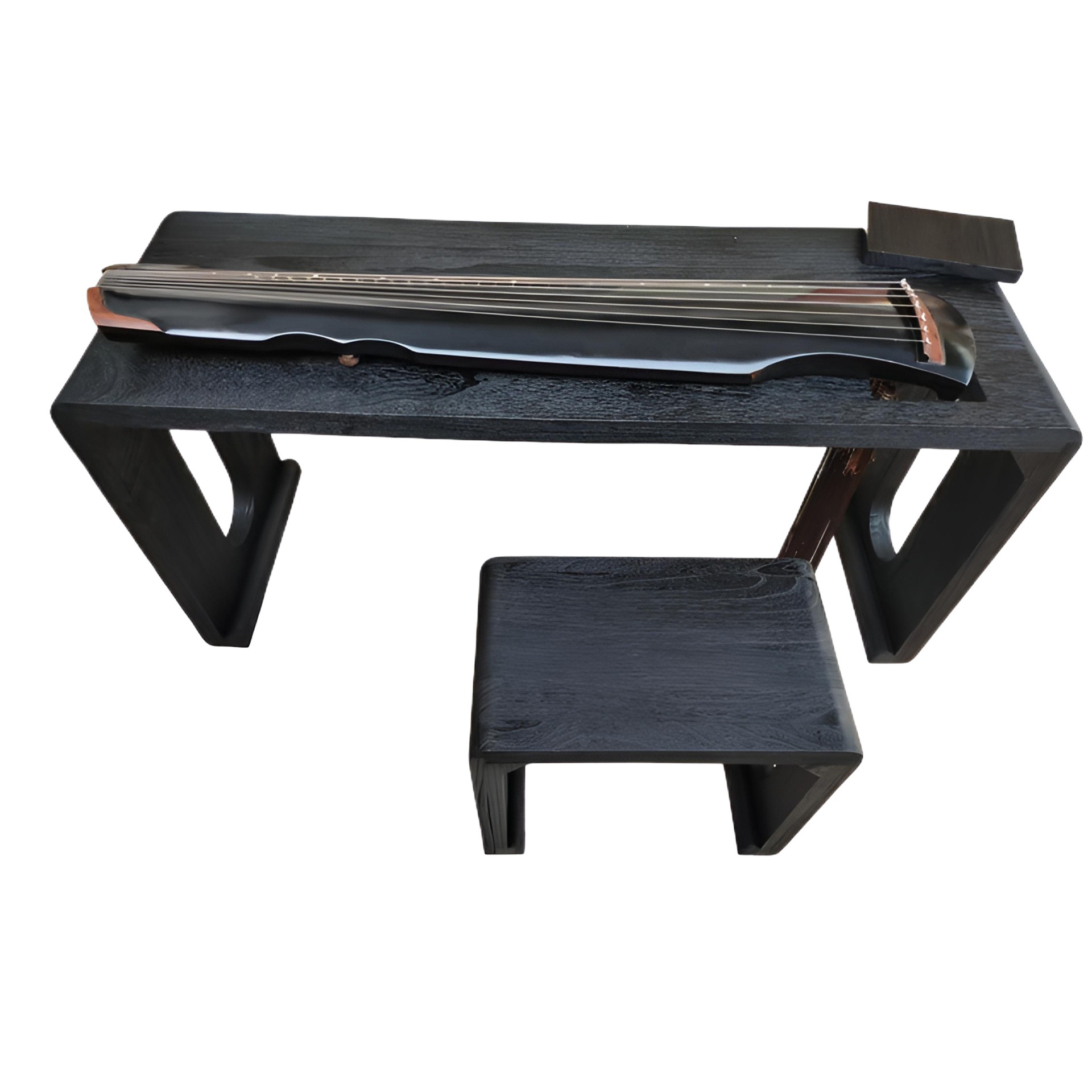 Guqin Table and Stool Solid Wood Mortise and Tenon Integrated Plum Blossom New Chinese Style Guqin Table Zen Beginner Resonance Piano Table