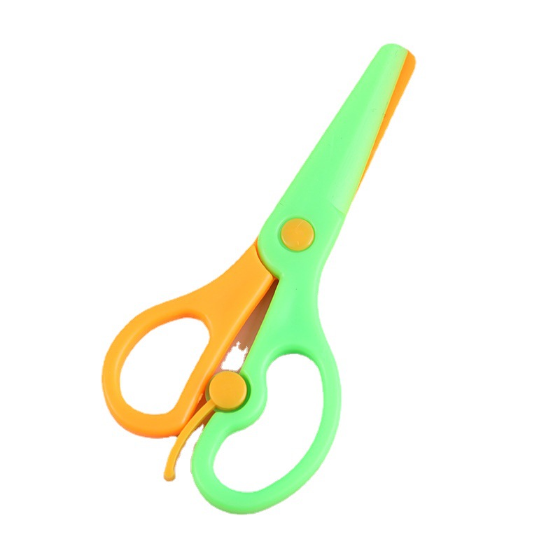Children's Safety Plastic Scissors for Kindergarten Handmade DIY Paper Cutting with Cute and Durable Elastic Anti-Pinch Small Scissors