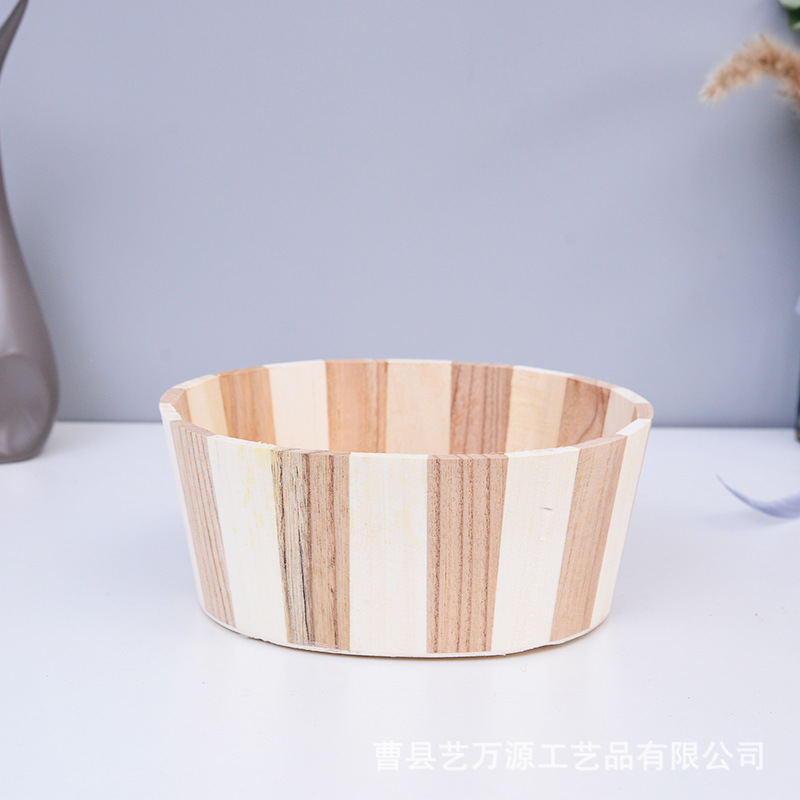 Wooden Planter Bucket Storage Bucket Children's Wooden Toy Bucket Beach Bucket Splicing Decorative Ornaments Solid Wood Environmentally Friendly Solid Wood