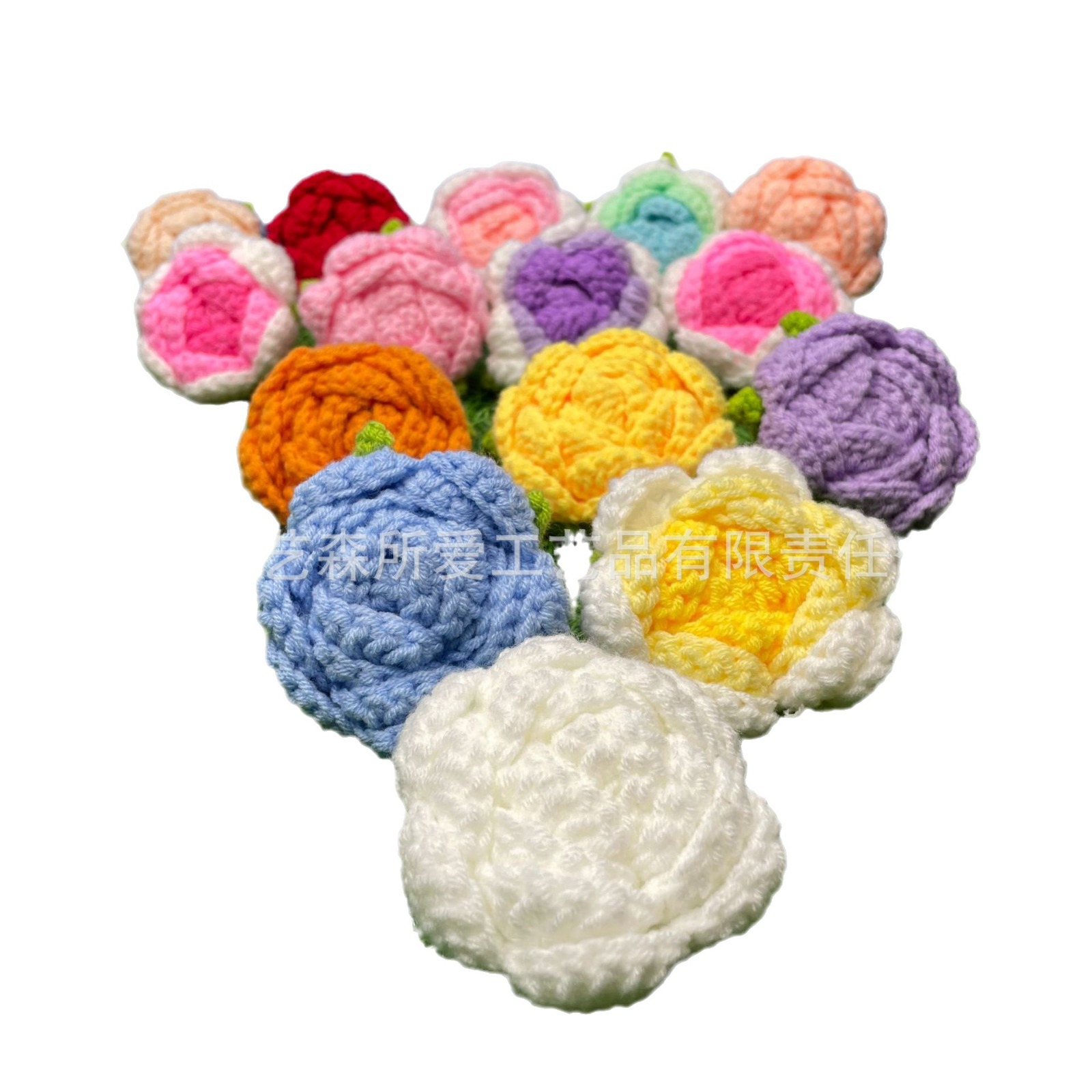 Cross-border hand-woven flower finished wool rose flower head simulation flower finished teacher's day valentine's day gift wholesale