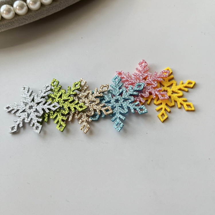 Diamond-shaped Gold Powder Snowflake Cross-border Christmas Jewelry Materials Hair Accessories Hairpins Shoes and Socks Decorative Accessories Ready Stock Batch