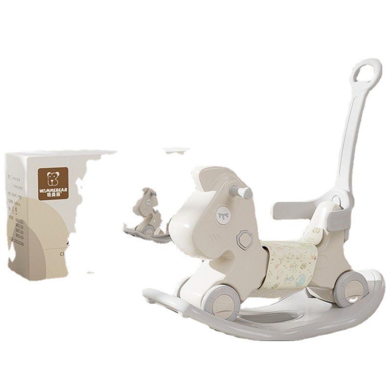 Playmation Bear Children's Rocking Horse and Glider 2-in-1 Baby Wooden Horse Infant First Birthday Gift Rocking Horse Toy Swing