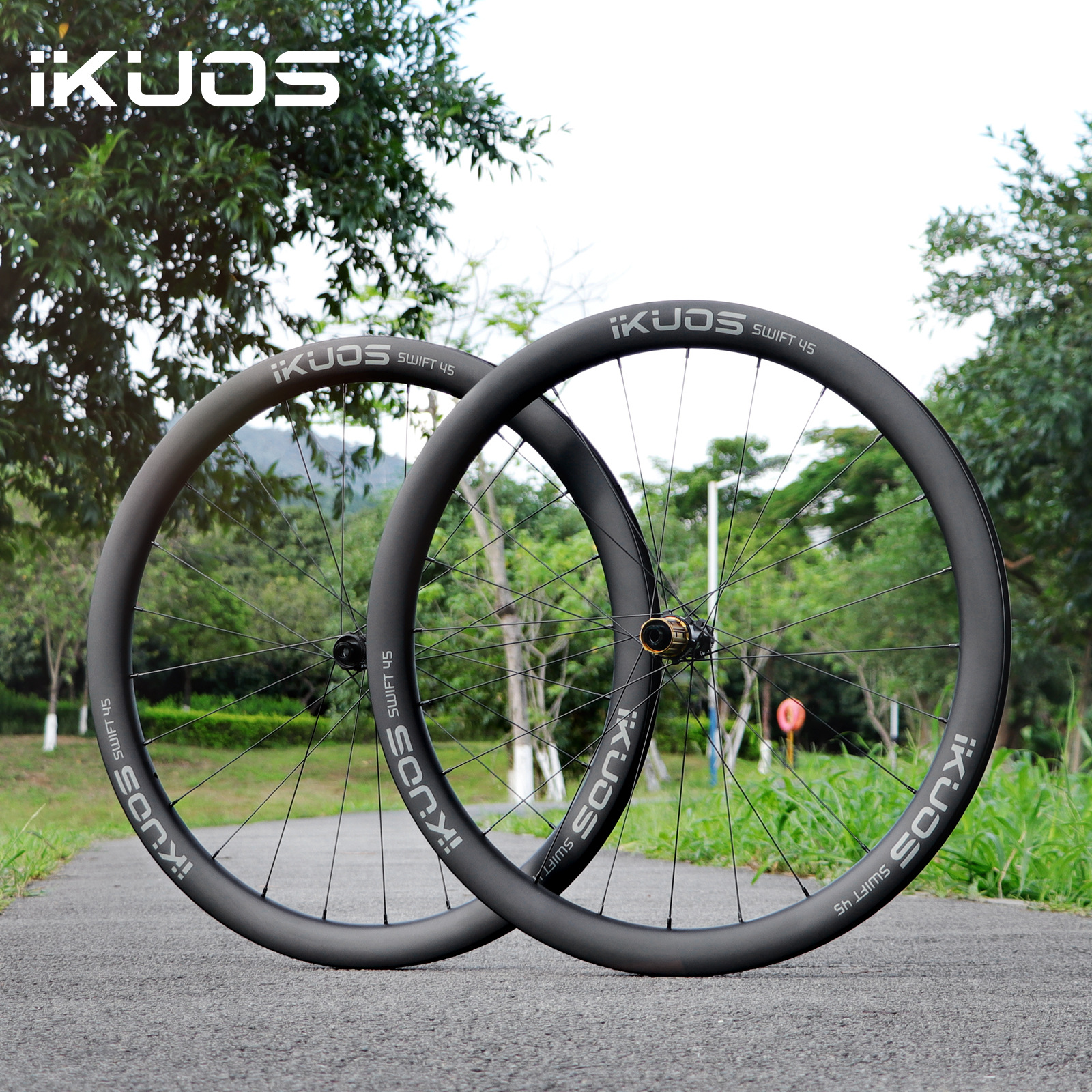 Ikuos Carbon Fiber Wheel Set Road Bicycle 45mm Ceramic Bearing Barrel Shaft Carbon Wheel Ratchet Tooth Carbon Knife Hub