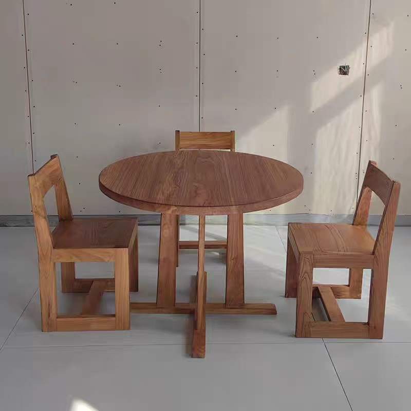 Restaurant Tables and Chairs, Commercial Cafes, American Retro Solid Wood Small Round Tables, Fast Food Canteens, Noodle Shops, Milk Tea Shop Tables