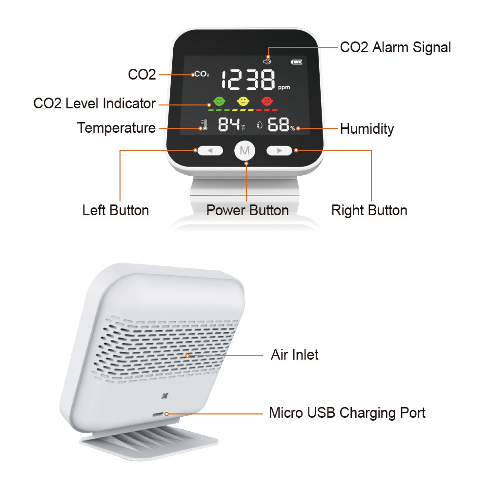 Dingmeng Factory Direct Sales Carbon Dioxide Detector Co2 Concentration Detection Exceeds Limit Alarm
