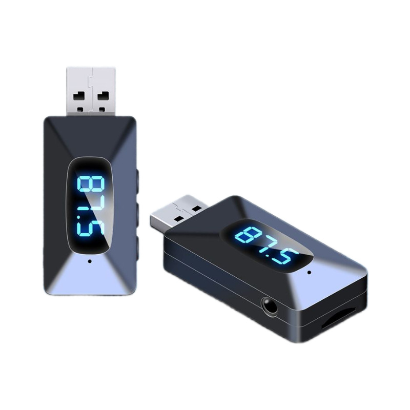 Car Digital Display USB Bluetooth Receiver 5.4Fm Fm Stereo Adapter 5.3 Audio Transmitter 5.1