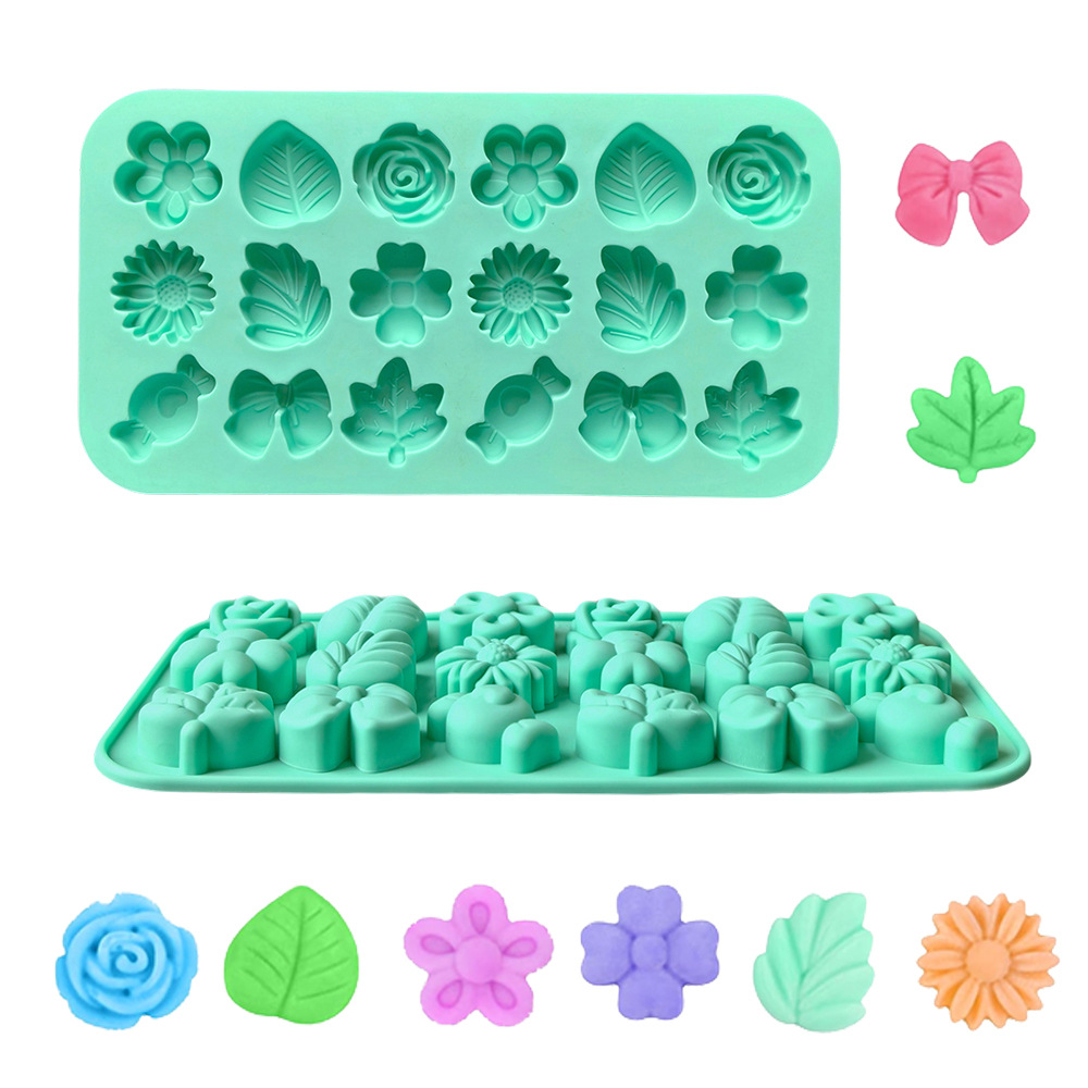 18 Pieces of 9 Flower-Shaped Silicone Molds DIY Baking Ice Tray Cake Chocolate Mold 861