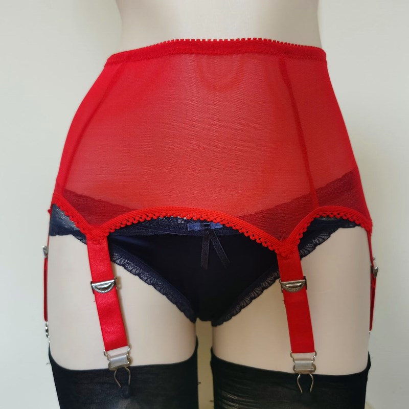 Ebay Amazon Sexy Transparent Mesh 6-Claw Adjustable Metal Buckle Anti-Slip Garter Belt