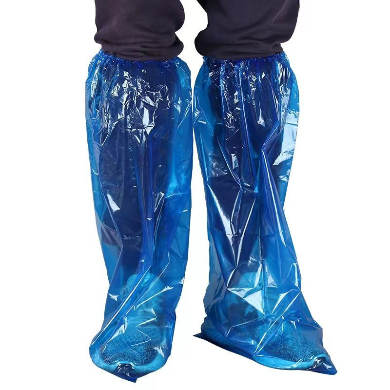Disposable Shoe Covers Mid-Length High Tube Rafting Waterproof Thick Boot Covers Pe Plastic Durable Protective Rain Shoe Covers/Pair