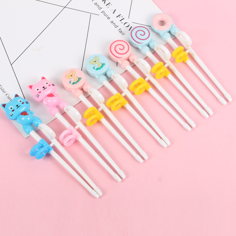 Children's Training Chopsticks Baby Correct Learning Mother and Baby Portable Cartoon Cat Chopsticks Card Packaging Two-Stage Practice Chopsticks