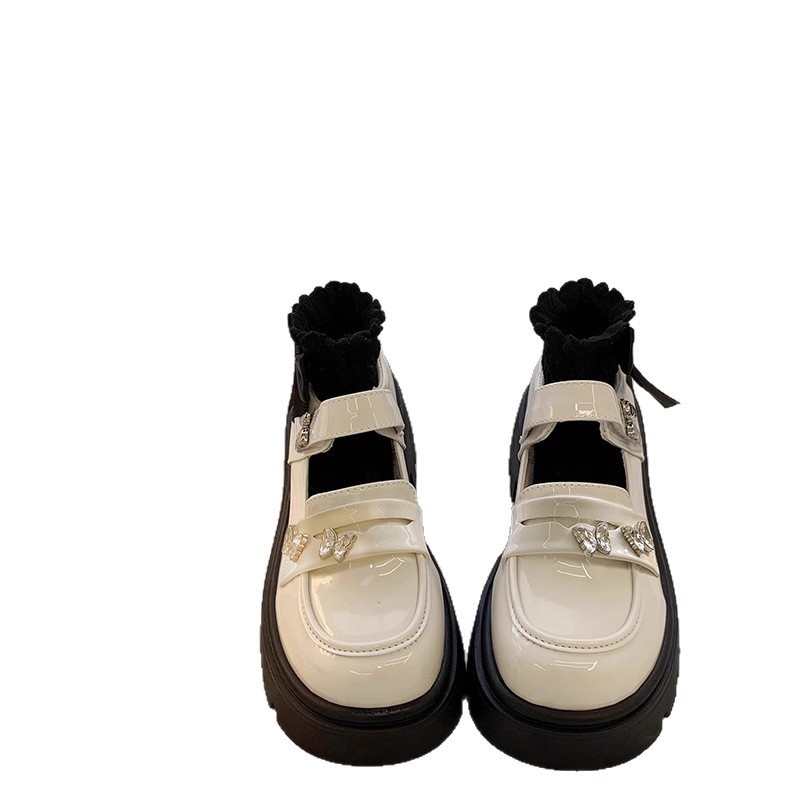 2025 Spring and Autumn New Girls' Leather Shoes for Older Children, Soft Sole Casual Shoes for Students, Performance Black Leather Shoes, Internet Celebrity Trendy Style