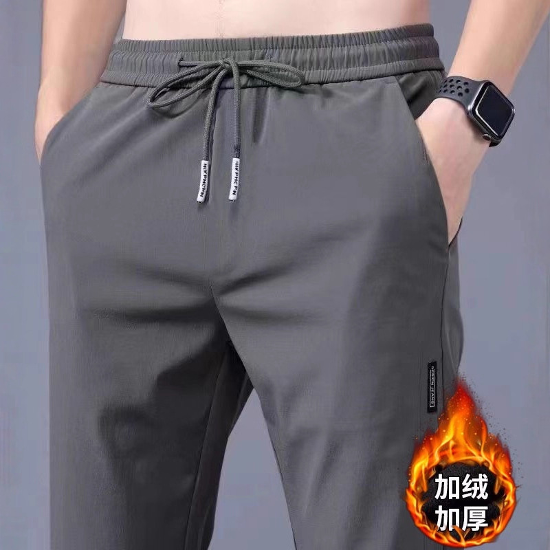 Новые утепленные брюки из велюра для мужчин осень-зима, свободные прямые спортивные брюки с эластичным поясом, большие размеры
